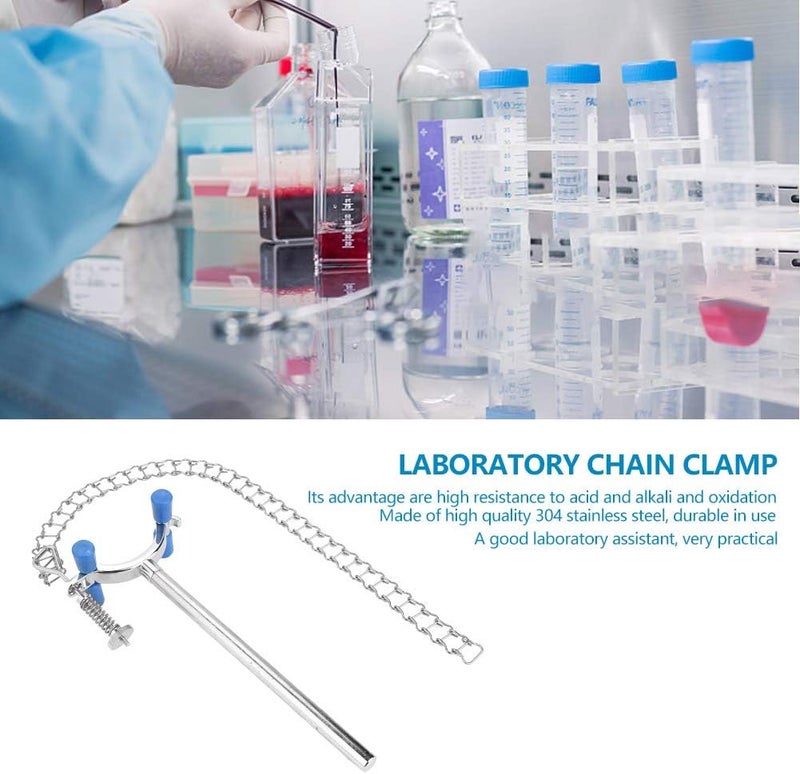 Maxmartt Lab Chain Clamp Holder, 19.7inch Stainless Steel Lab Glassware Clamp Lab Stand Chain Clamp Adjustable Lab Clamp Chain Long Chain Clamp Save and Sturdy for Beakers, Bottles, Flasks - Image 2
